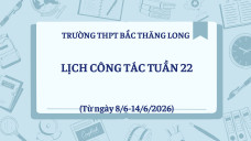 Lịch công tác tuần 22 (Từ ngày 8/6-14/6/2026)